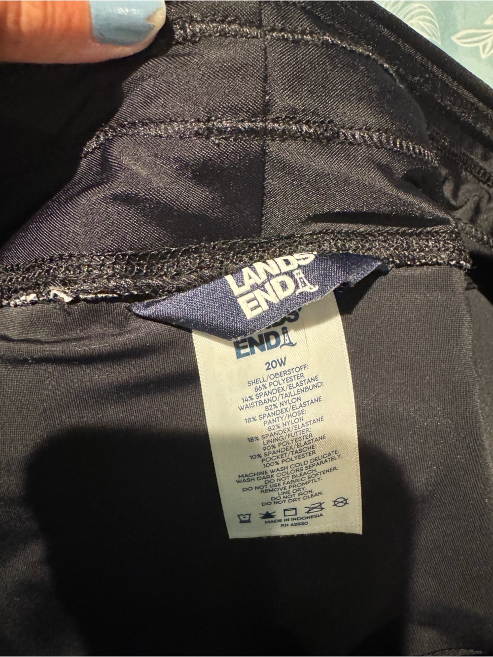 Lands' End Black and White Floral Swim Shorts - Picture 6 of 8